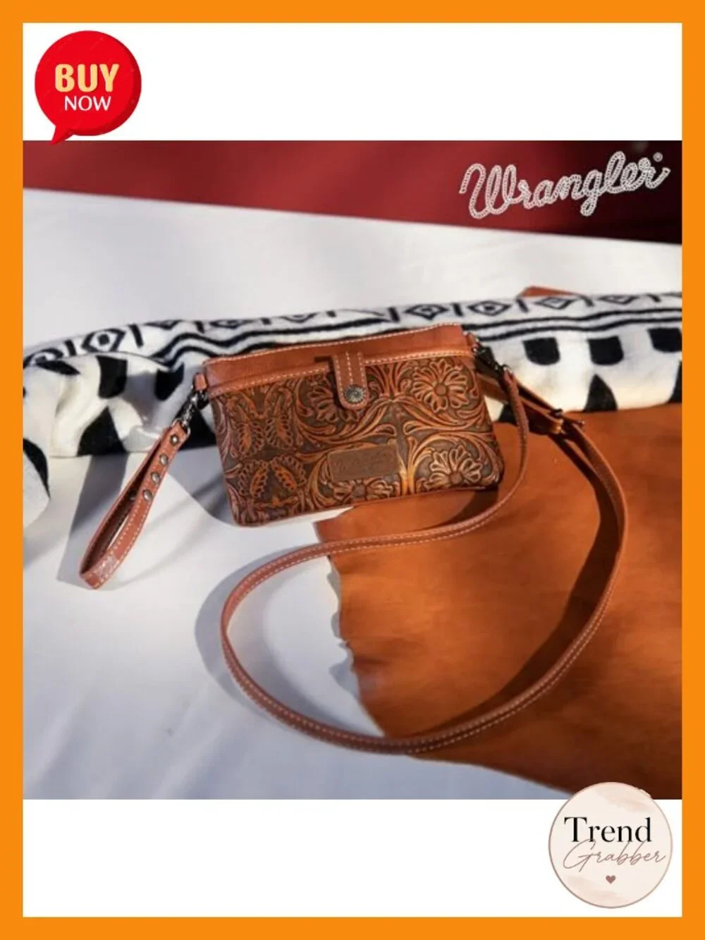 Western Cowhide Crossbody Convertible Clutch Wristlet Purse